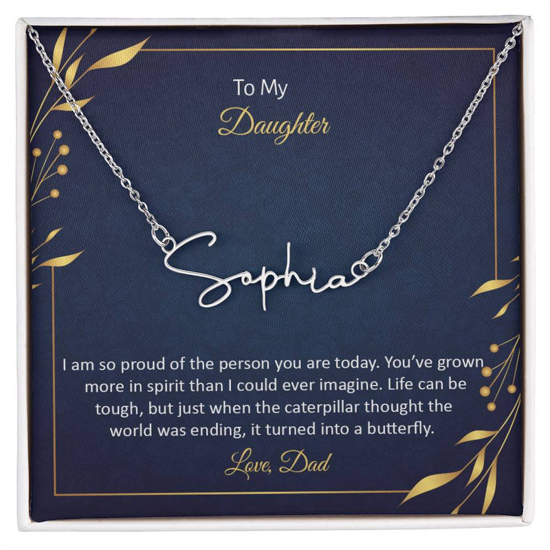Signature Name Necklace - For Daughter From Dad